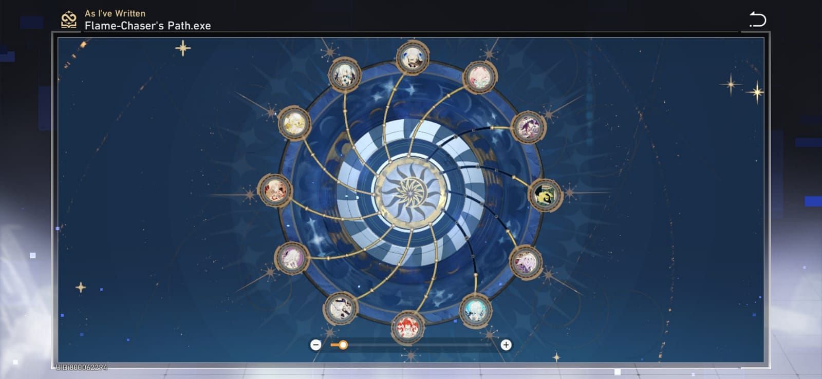 Flame Chaser's path in the book "As I've Written" (Image via HoYoverse)